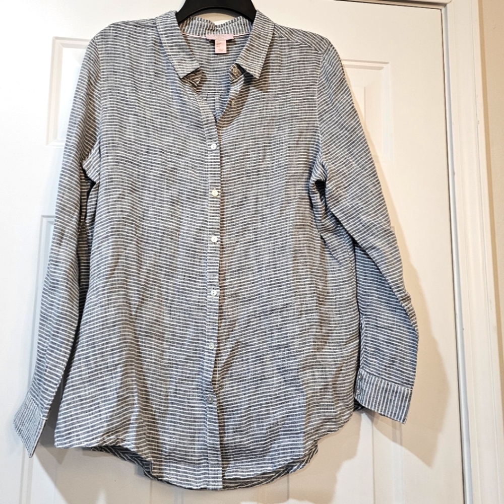 St. Tropez West 100% Linen relax shirt size Large